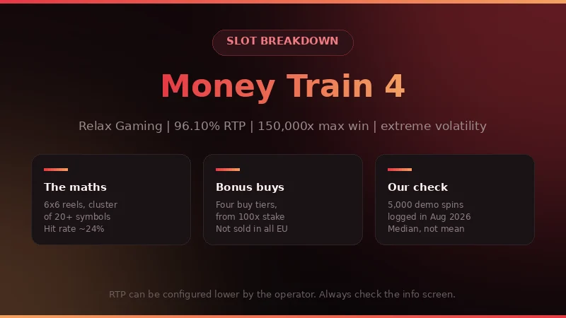 Money Train 4 at 666 Casino: RTP, max win and volatility summary